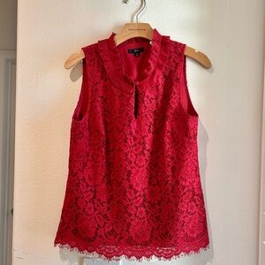 J. Crew Red Lace Sleeveless Blouse